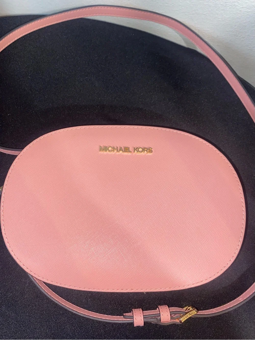 Michael Kors Pink Saffiano Crossbody Oval Bag